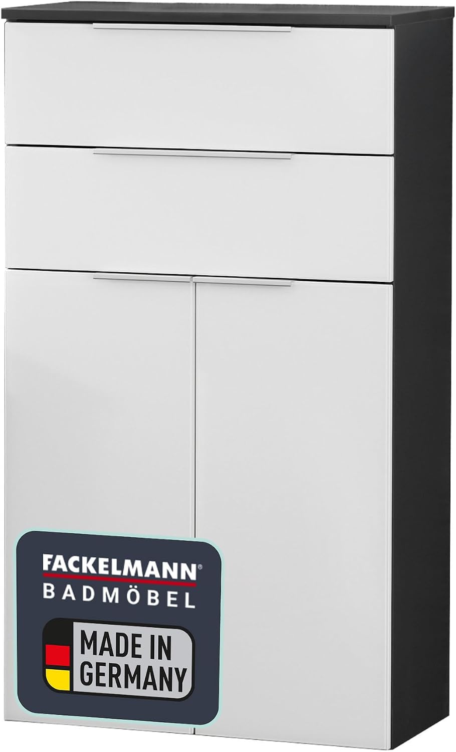 FACKELMANN Kara Double Midi Cupboard/Bathroom Cabinet with Soft-Close System/Dimensions (W x H x D): Approx. 61 x 107 x 32 cm Bathroom Cabinet/Furniture with Drawers and Doors /