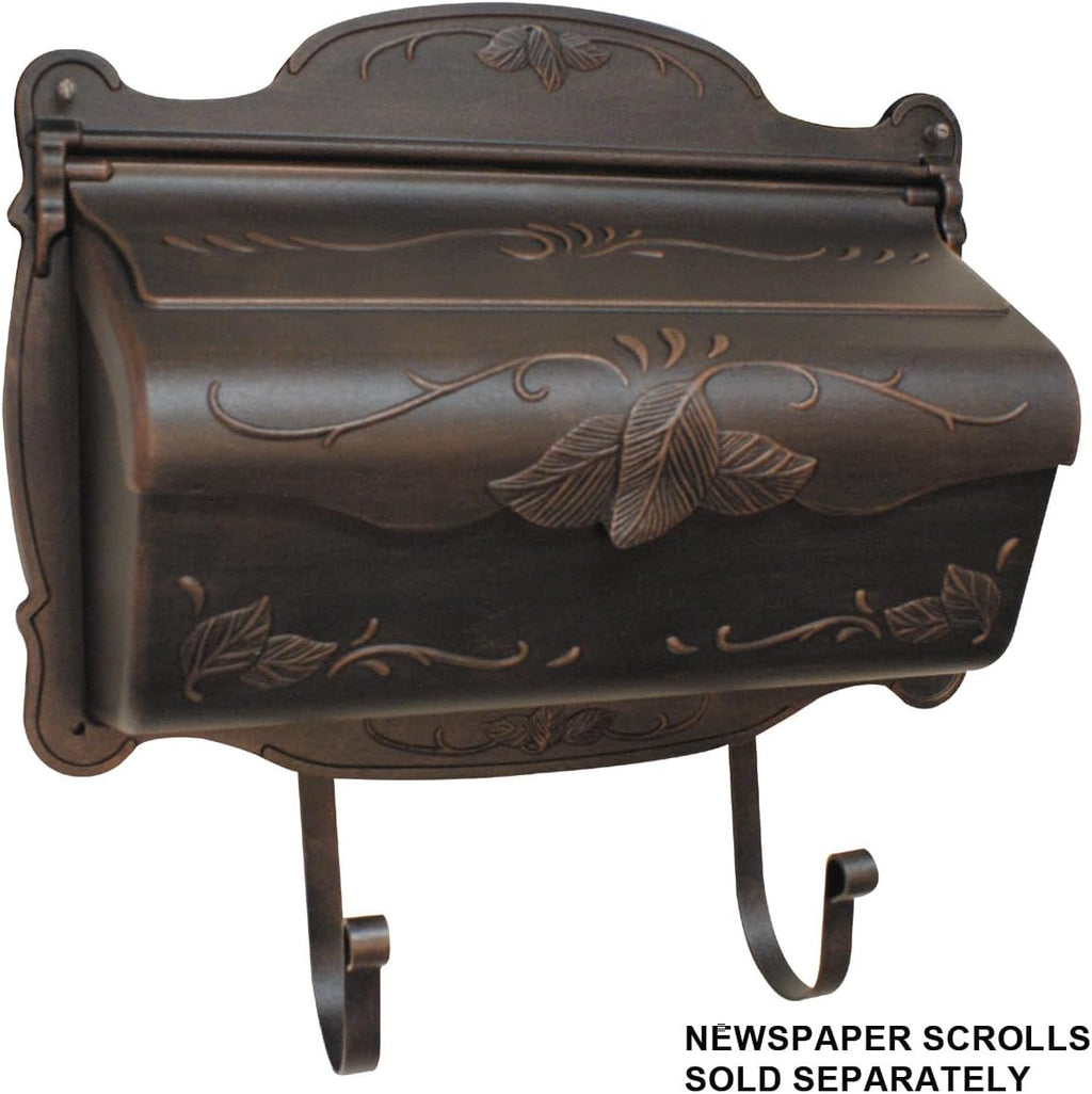 Special Lite Floral Horizontal Wall Mount Mailbox - Copper Aluminum Mailbox for Wall Mount - SHF-1001-CP