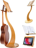 Wooden Guitar Stand,Bamboo Sheet Music Stands,Guitar Violin Music Stand,Music Book Stand,Conductor Music Stand,for Performence, Guitar, Ukulele, Violin Players