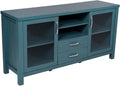 Flash Furniture Dion Modern Buffet Sideboard Storage Cabinet, Engineered Wood Construction, 2 Tempered Glass Soft Close Doors, 2 Drawers, Open Shelf, 59', Teal