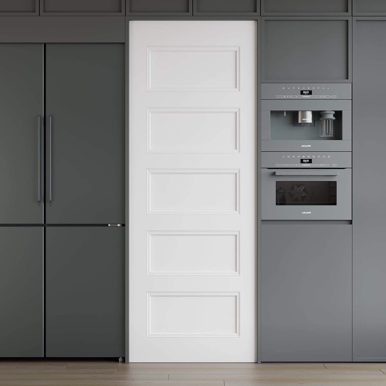 WINSTELLAR 24 x 80 5-Panel Molded Slab Doors Interior, Solid Core Bedroom Doors for Home, Closet, Bathroom, Pantry as Prehung, Pocket, French, Barn Door Slab, Paintable White Door Panel Swing Shaker