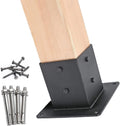Metal Railing Post Anchors - Square Floor Mount Wood Fence Post Base for 3.5'x3.5' Wood Posts - Steel Bracket(2pcs)