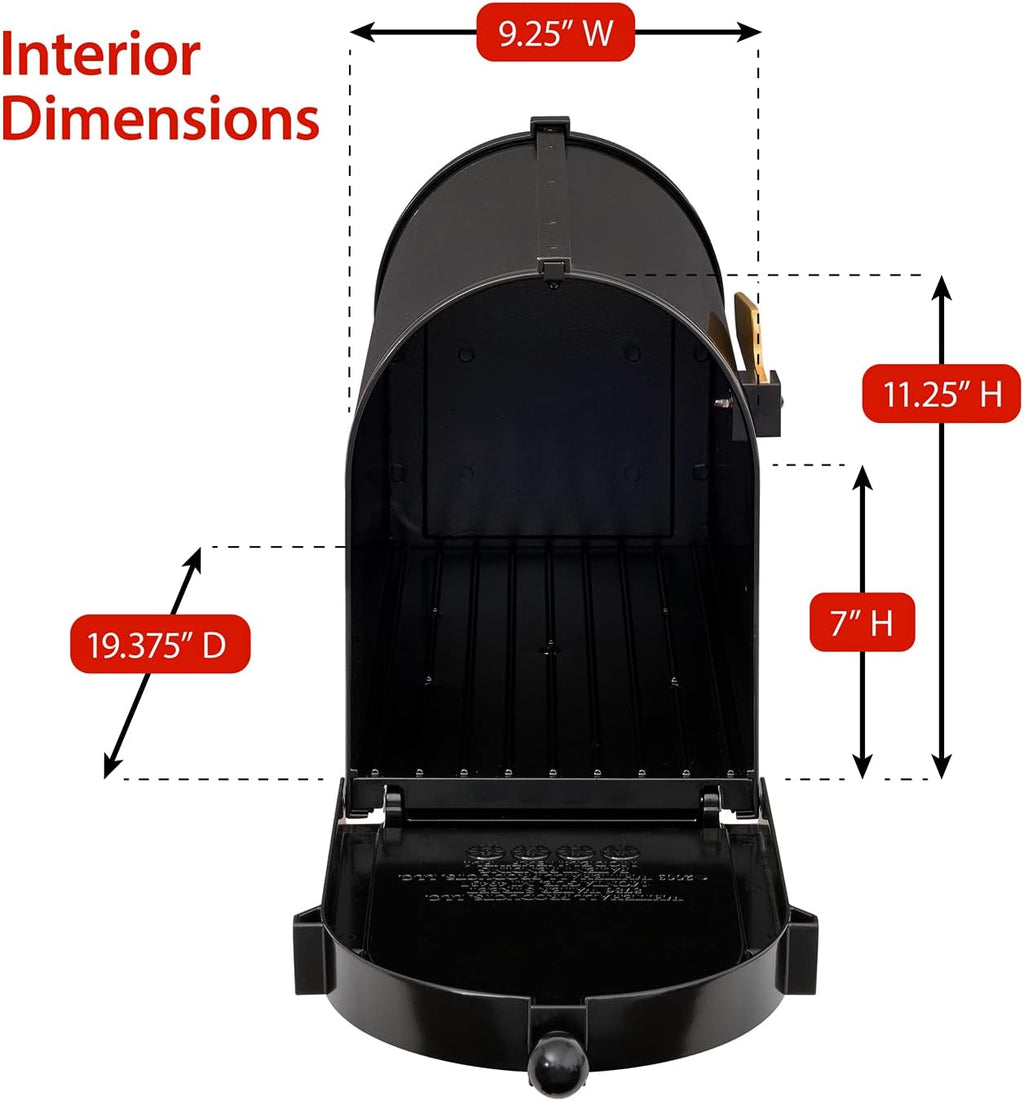 Whitehall Premium Mailbox with Side Address Plaques, Personalized Large Mailbox with Post and Address Plaque for Outside, Package Mail Box with Post (4 Colors Available)
