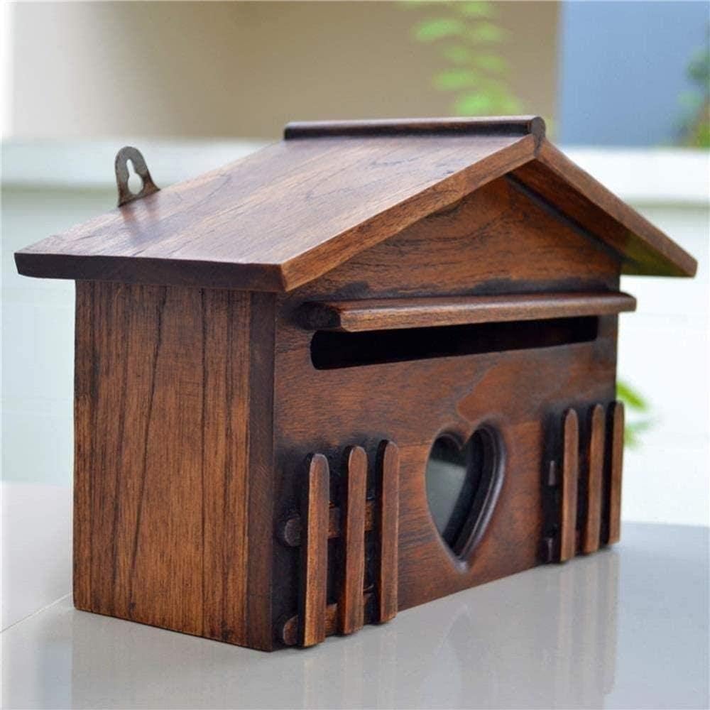 Mailbox Post Box Solid Wood Creative Outdoor Rainproof Home Wall Mounted Letter Box Lockable