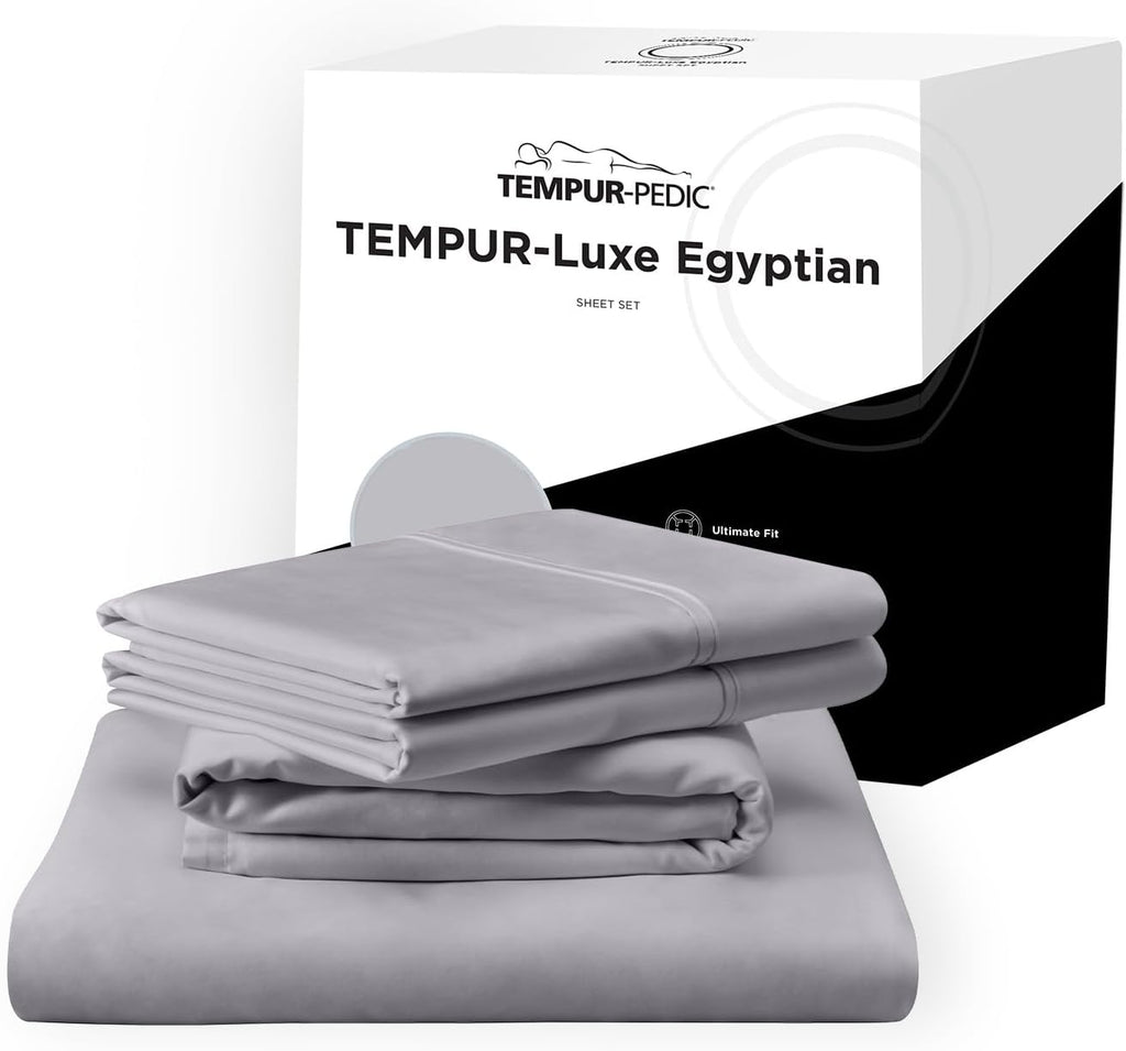 TEMPUR Luxe Egyptian Cotton Sheet Set Silver Mist - Twin