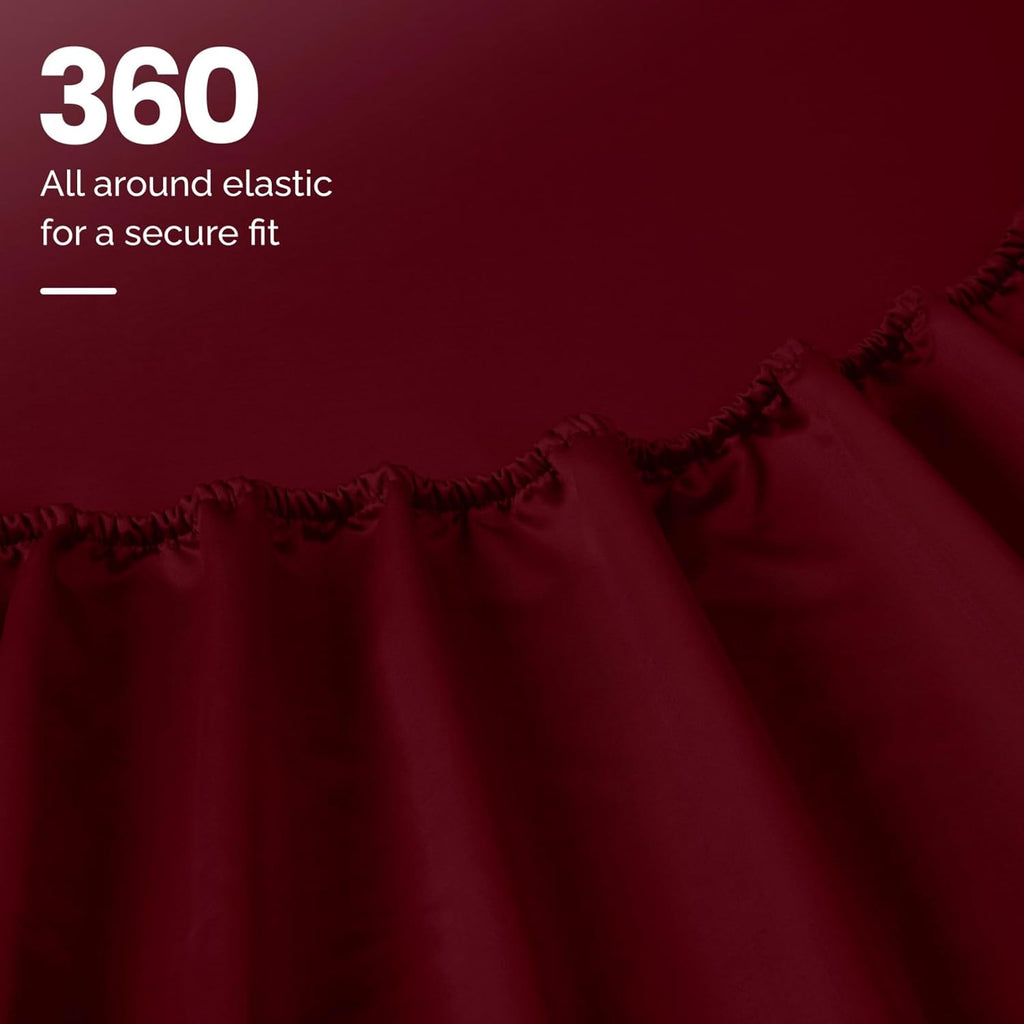 Superior Egyptian Cotton 4 Piece Sheet Set, Luxury 1000 Thread Count, Modern Design, Sustainable Sheets, Ultra-Soft Basics, Solid, Deep Pocket Fitted Sheet, Flat Sheet, Pillowcases, Queen, Burgundy