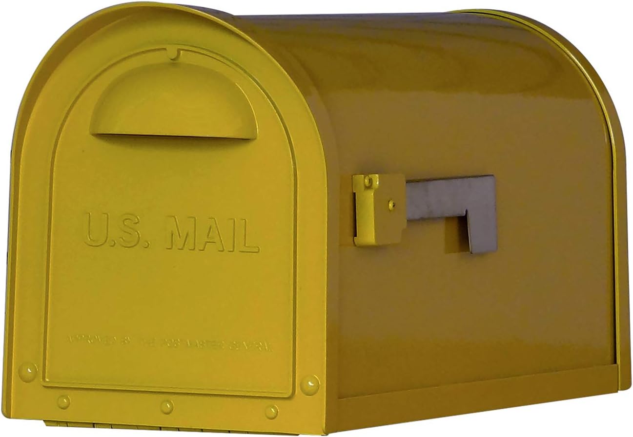 Special Lite Modern Dylan Curbside Mailbox - Yellow Aluminum Mailbox for Post Mount - SCD-1008-YEL