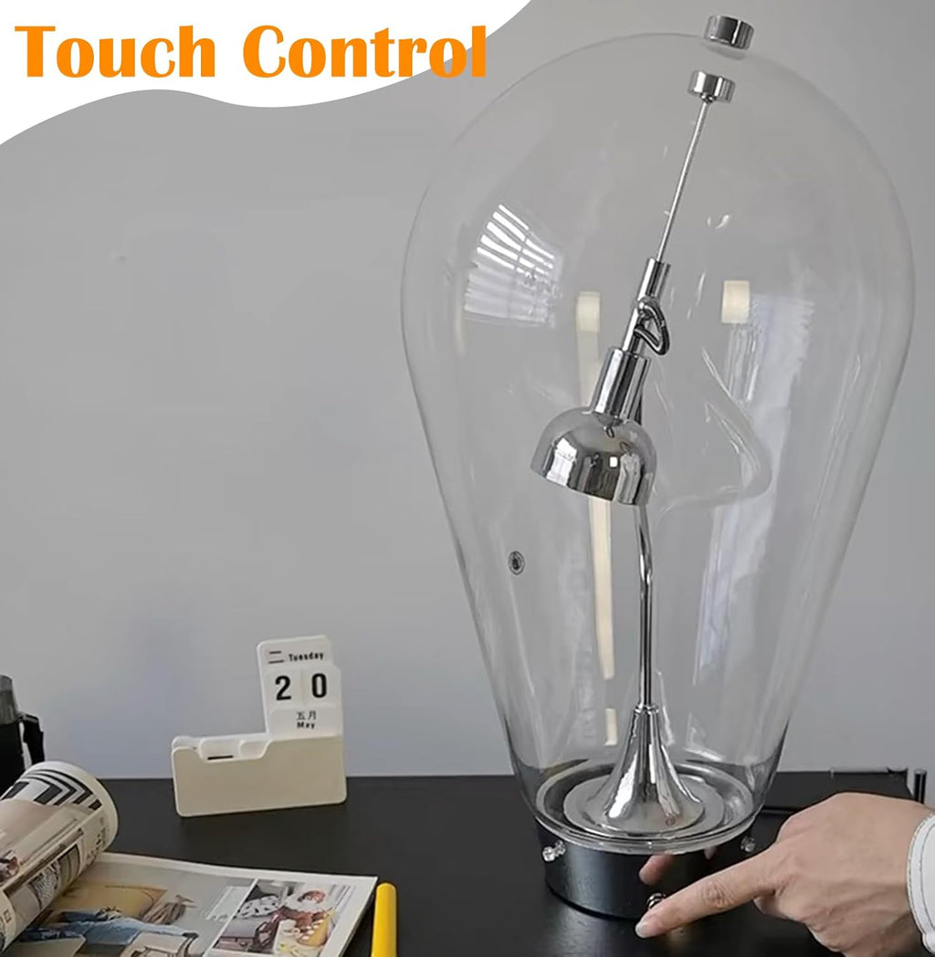 Bofea-Desk Lamp for Home Office Creative Globe Glass Table Lamp with Magnetic Metal Swing Arm Lamps Reading Light Touch Control Table Lamps with 3 Color Temperatures Modern Desk Light for Living Room