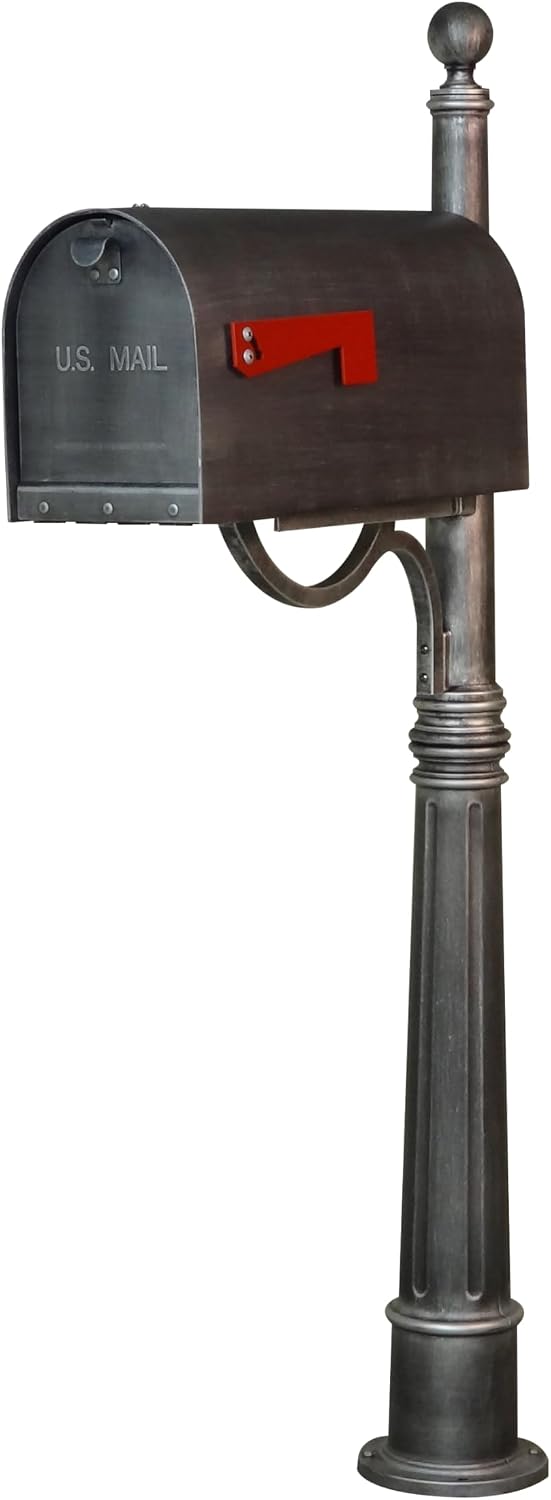 Special Lite Titan Steel Curbside Mailbox with Ashland Post - Swedish Silver Mailbox with Aluminum Post - SCH-1016S_SPK-600-SW