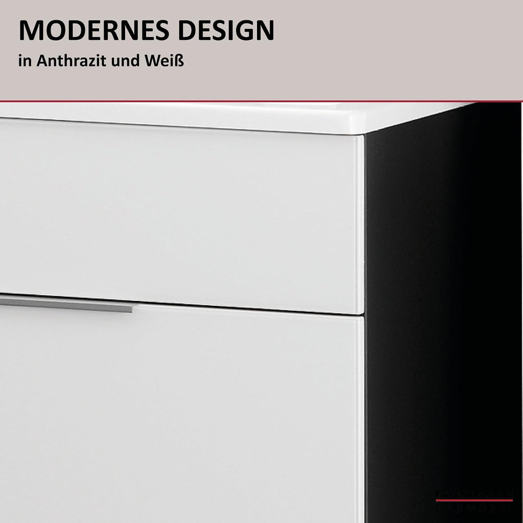 FACKELMANN Kara Vanity Unit/Bathroom Cabinet with Soft-Close System/Dimensions (W x H x D): Approx. 80 x 59 x 49 cm Cabinet for Bathroom/Furniture for Toilet or Bathroom/Body: