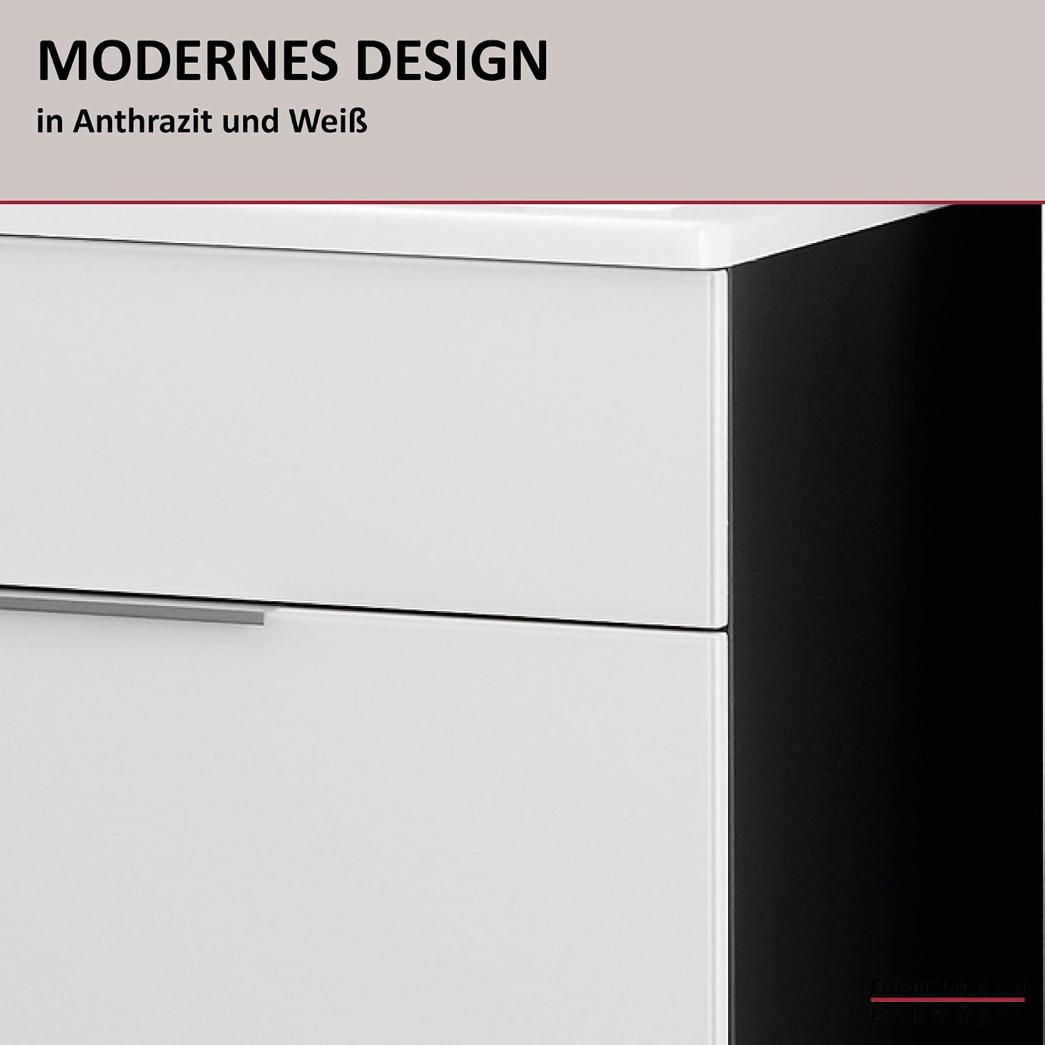 FACKELMANN Kara Vanity Unit/Bathroom Cabinet with Soft-Close System/Dimensions (W x H x D): Approx. 80 x 59 x 49 cm Cabinet for Bathroom/Furniture for Toilet or Bathroom/Body: