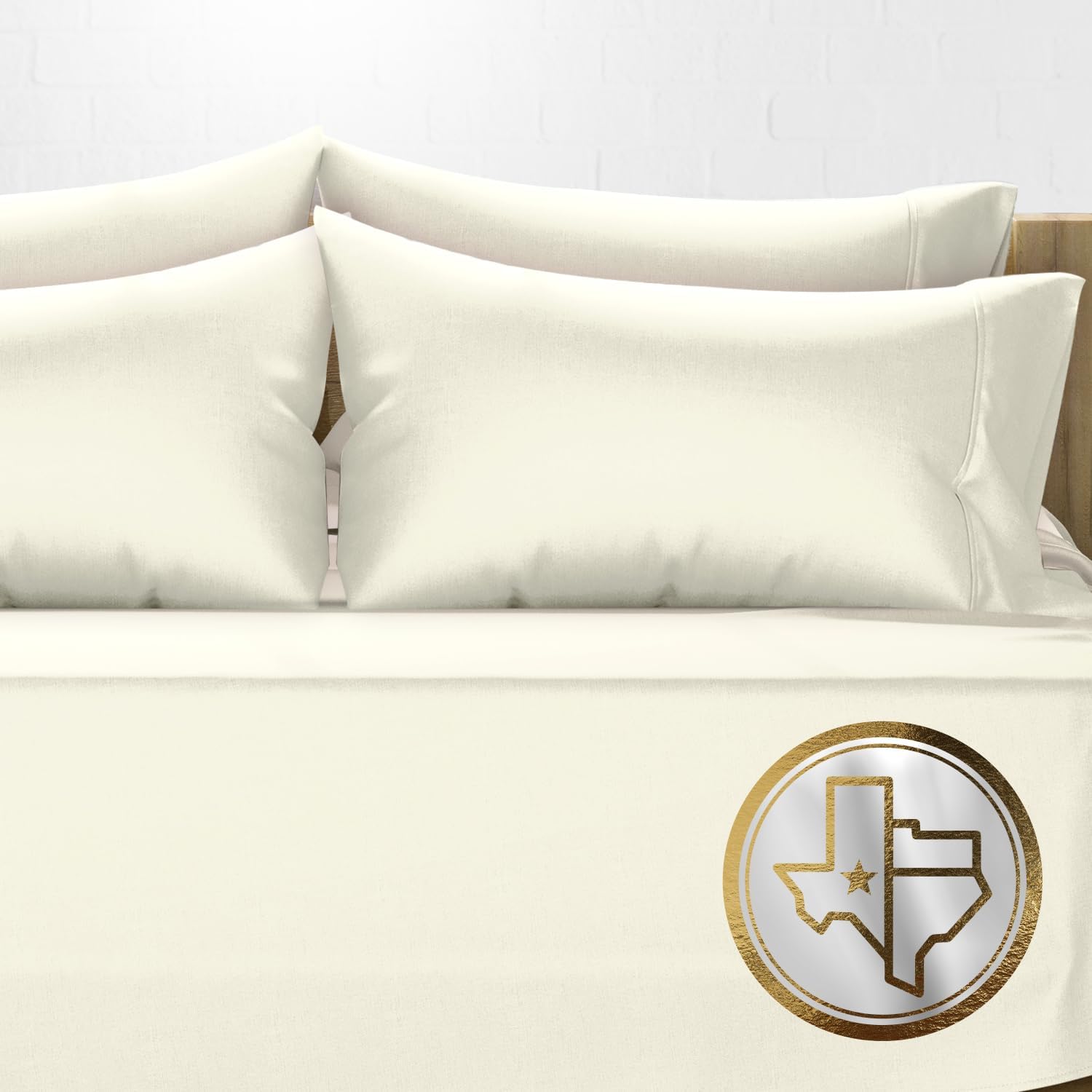 TEXAS LINEN CO. 100% Egyptian Cotton California King Sheet Sets - Luxury 1000 Series Lonestar Lovin' Collection Cal King Sheet Set (6 PC, Ivory), Soft, Cooling, 16' Deep Pocket Hotel Bed Sheets