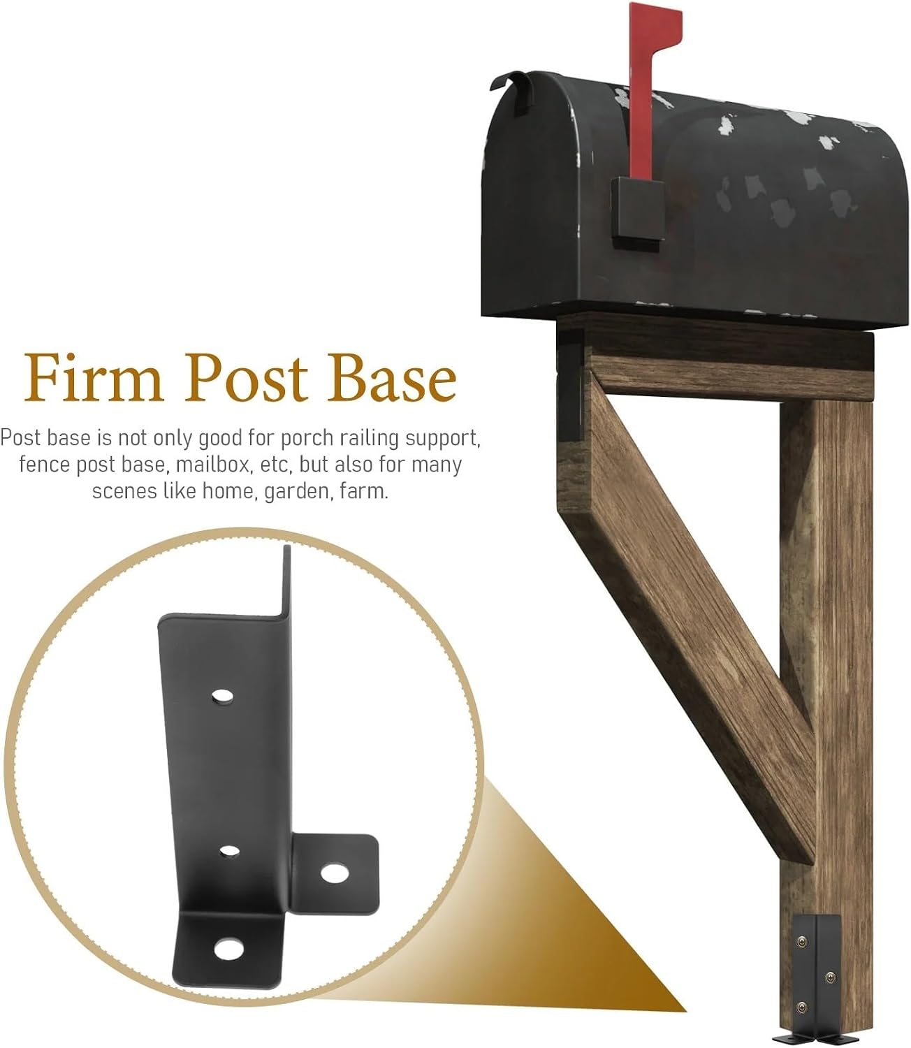 1 Set Mailbox Protector Firm Iron Deck Railing Brackets Post Railing Bracket Fence Wooden Mailbox Posts