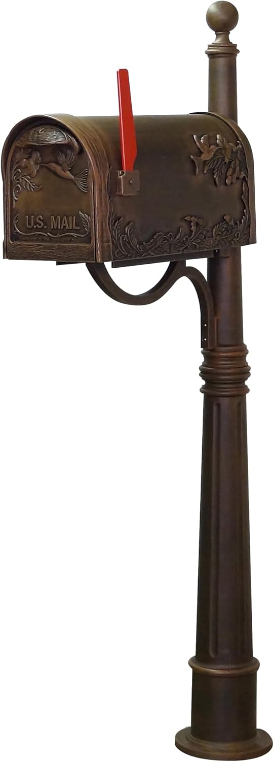 Special Lite Hummingbird Curbside Mailbox with Ashland Post - Copper Mailbox with Aluminum Post - SCB-1005_SPK600-CP