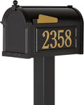 Whitehall Products Premium Capitol Mailbox Package with Personalized Side Plaques | Standard Post Fashion and Function with a Classic Design. Black