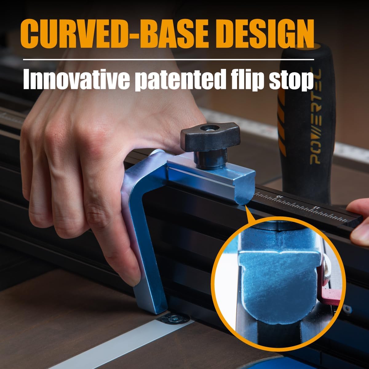POWERTEC Precision Miter Gauge System for Table Saw Kit w/Telescoping Fence | 11 Preset Angle Stops, Extension Fence with Scale and Flip Stop (71766)