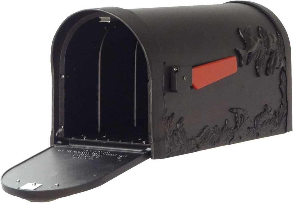 Special Lite Hummingbird Curbside Mailbox with Ashley Front Single Mailbox Mounting Bracket - TC-ASH-FS-1005-BLK