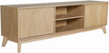 Flash Furniture Hatfield Mid-Century Modern TV Stand for 65+ Inch TV's - Light Natural Laminate Finish - 70' Media Center - Adjustable Center Shelf - Soft Close Doors