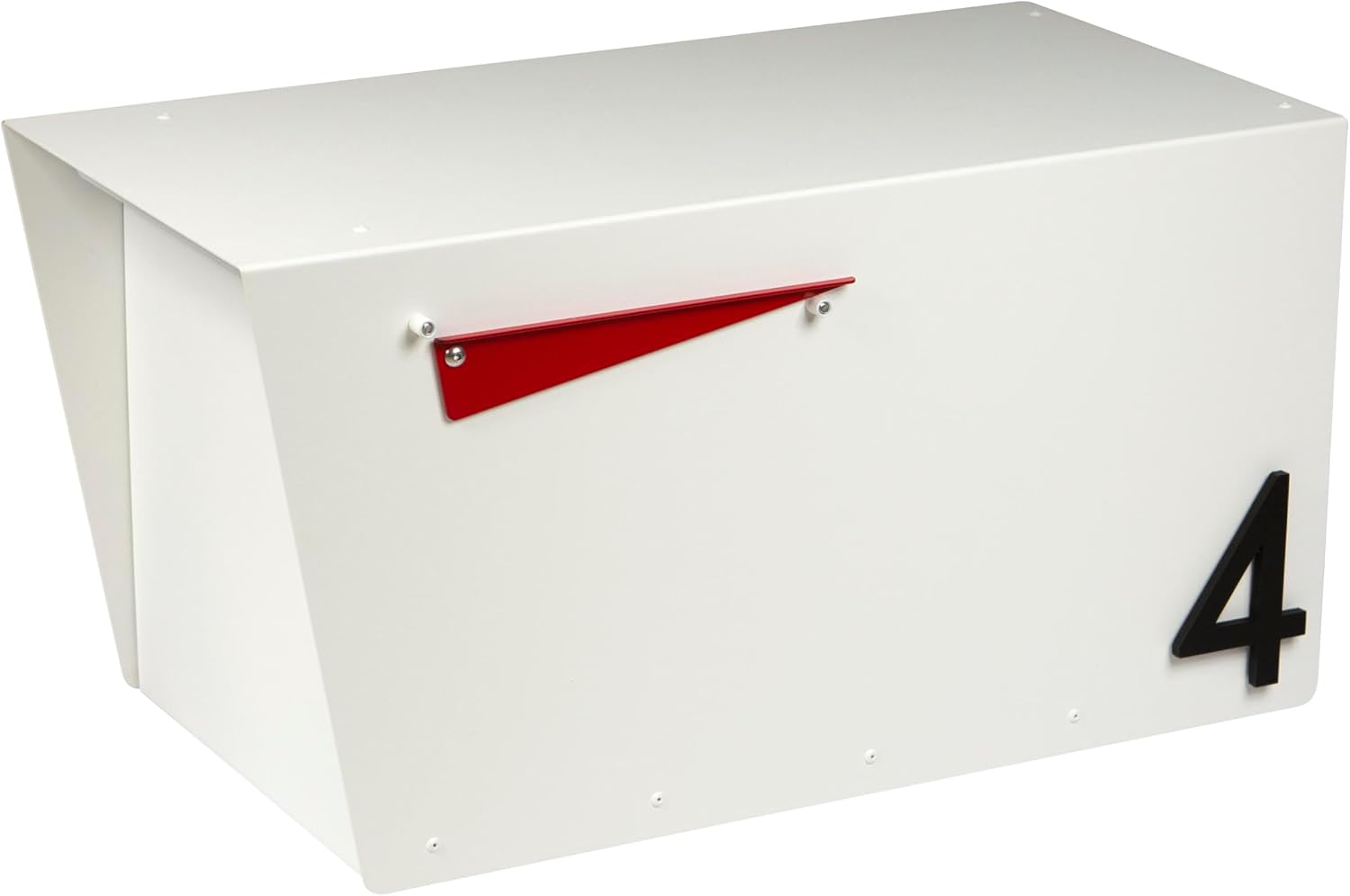 Rusty Design Contemporary Post-Mounted Mailbox with Personalized Address Numbers, White Colour Large Size #HC111 (with One Address Numbers)