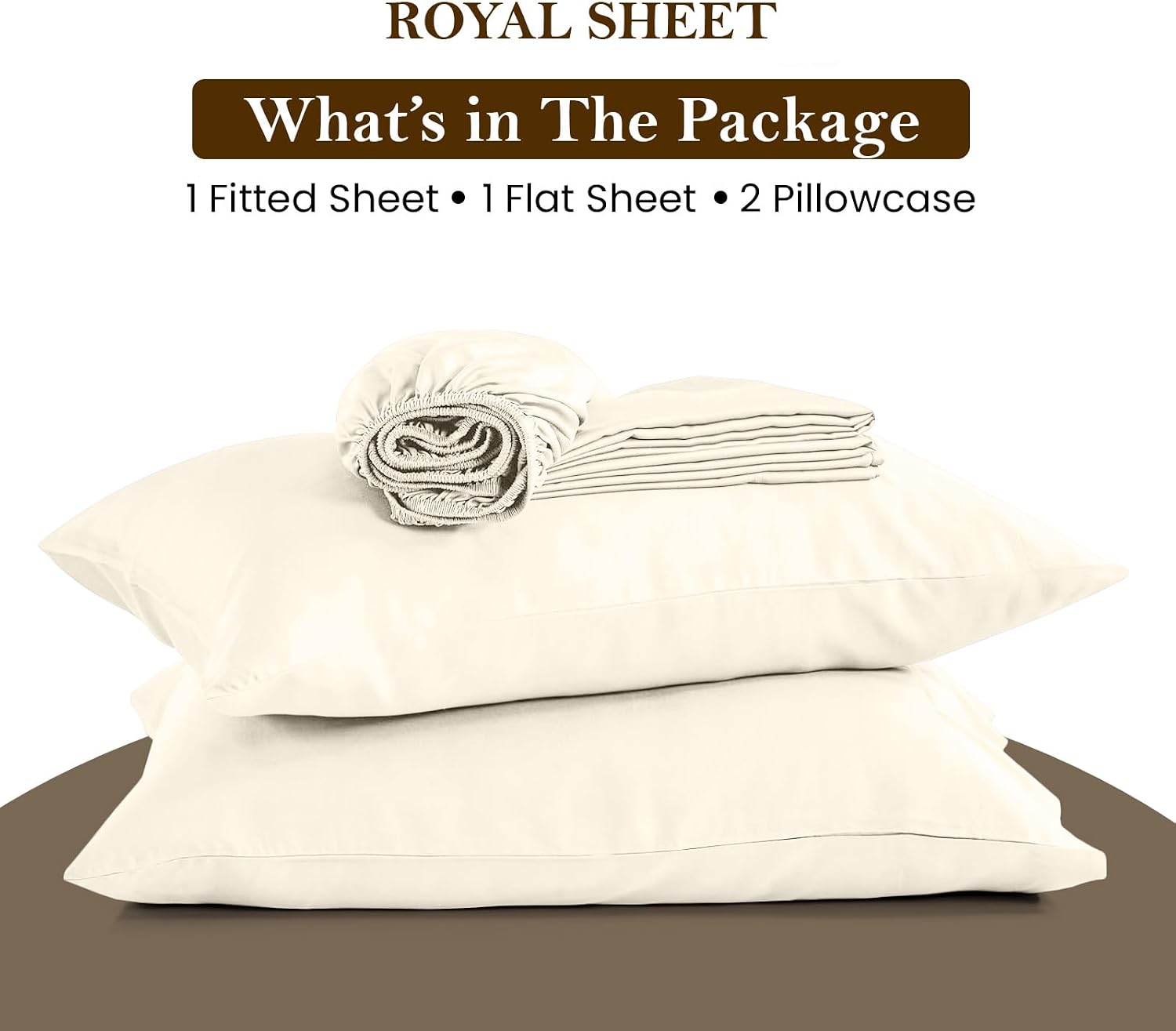 Rv King Size Sheet Set - 4 Piece - Bed Sheets- Easy- Fits 18' Deep Pocket Bedsheet 850-Thread Count 100% Egyptian Cotton (Rv King - 72' X 80'- Ivory Solid)