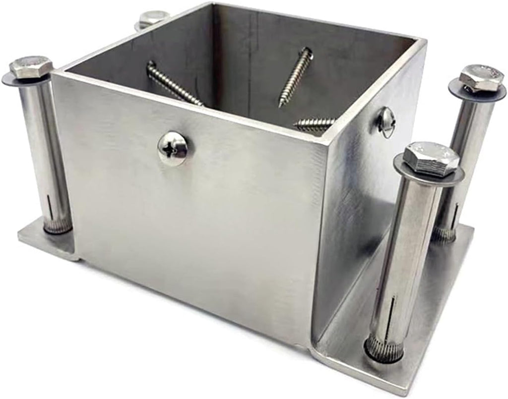 Stainless Steel Post Base 2x2 3x3 4x4 5x5 6x6 7x7 8x8 Inch, Heavy Duty Post Bracket for Concrete/Wood Deck/Pergola/Mailbox, Railing Post Anchors Square(145x145 mm (5.7x5.7 in))