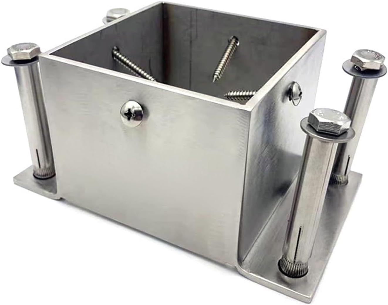Stainless Steel Post Base 2x2 3x3 4x4 5x5 6x6 7x7 8x8 Inch, Heavy Duty Post Bracket for Concrete/Wood Deck/Pergola/Mailbox, Railing Post Anchors Square(145x145 mm (5.7x5.7 in))