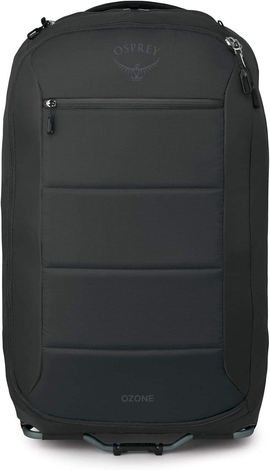 Osprey Ozone 2-Wheel 80L/27 Checked Luggage - Lightweight Rolling Bag with High Clearance and Oversized Wheels - Travel Suitcase with Mesh Organization, Trolley Handle and Add-a-Bag Strap, Black