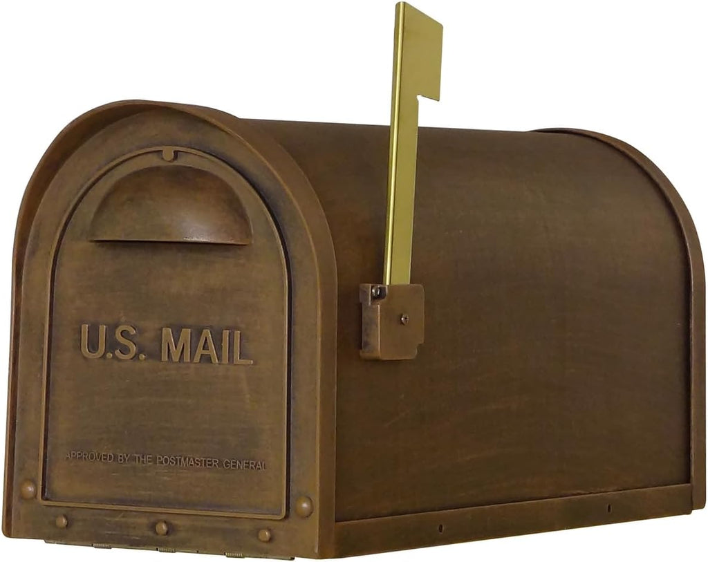 Products Classic Rust Proof Curbside Mailbox with Locking Insert and Richland Mailbox Post, Copper