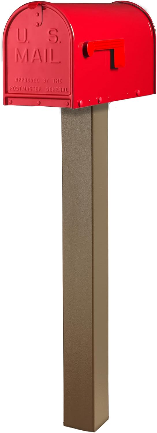 Janzer Post with Mailbox (Bronze Post with Red Mailbox)