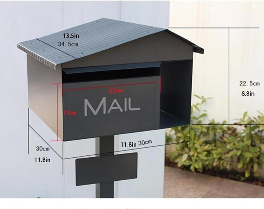 CUBANE Post Box, Wall Mounted Letterbox, Letter Boxletterbox Postbox Post Mounted Outdoor Metal Mailbox and Stand Modern Style Mailboxes Villa Garden Park Newspaper Letter Floor Box Mailbox