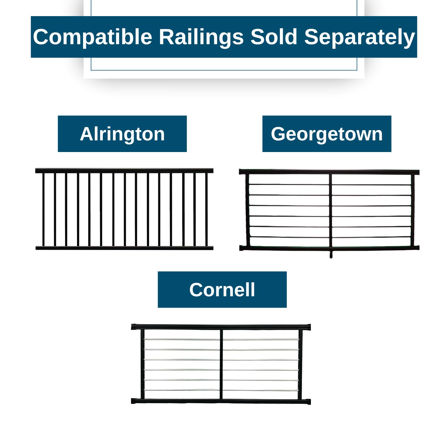Weatherables Aluminum Railing Post Kit – Aluminum Post Kit for Arlington, Georgetown, and Cornell Railing Kits, Made with Durable Black Textured Powder-Coat Finish (3 in. x 3 in. x 39 in.)