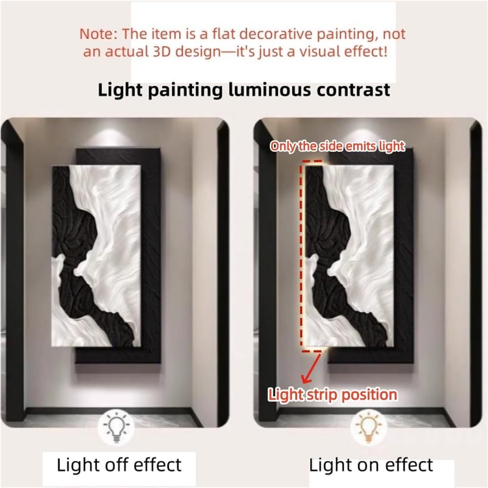 Wall Decoration with Lights, 3D Wall Art Decor, Relief LED Decorative Painting, Modern Wall Sculptures, Plug-in Power Supply Wall Hanging Painting for Living Room, Bedroom(C,47.2x23.6in)