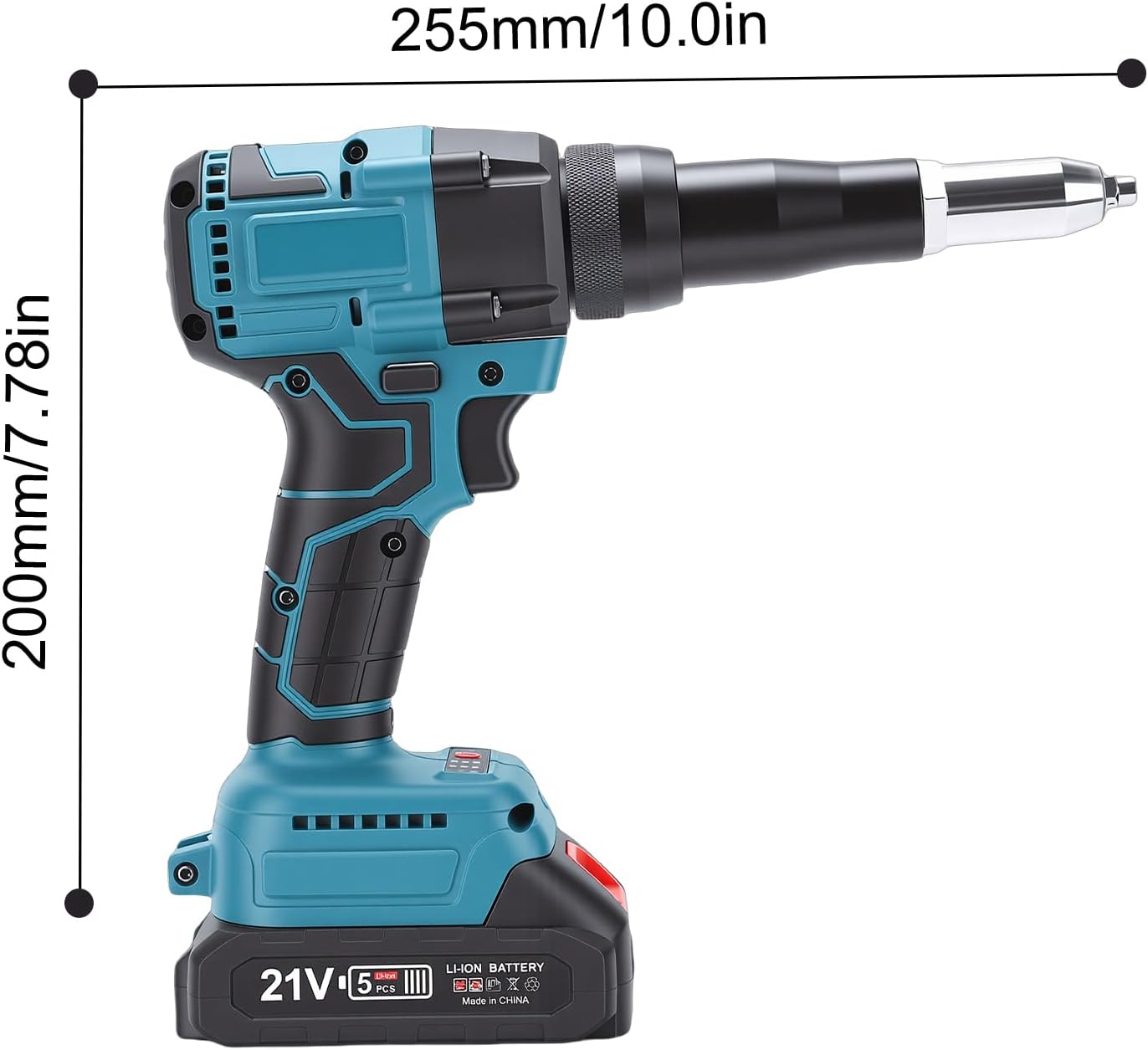 Cordless Riveter Gun, Electric Automatic Riveter Gun without (1 Charger+Plastic Box US Plug)