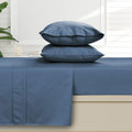 Tribeca Living California King Bed Sheet Set, Soft Egyptian Cotton Sateen Solid Sheets and Pillowcase Set, Deep Pocket, 500 Thread Count, 4-Piece Luxury Bedding, Midnight Blue