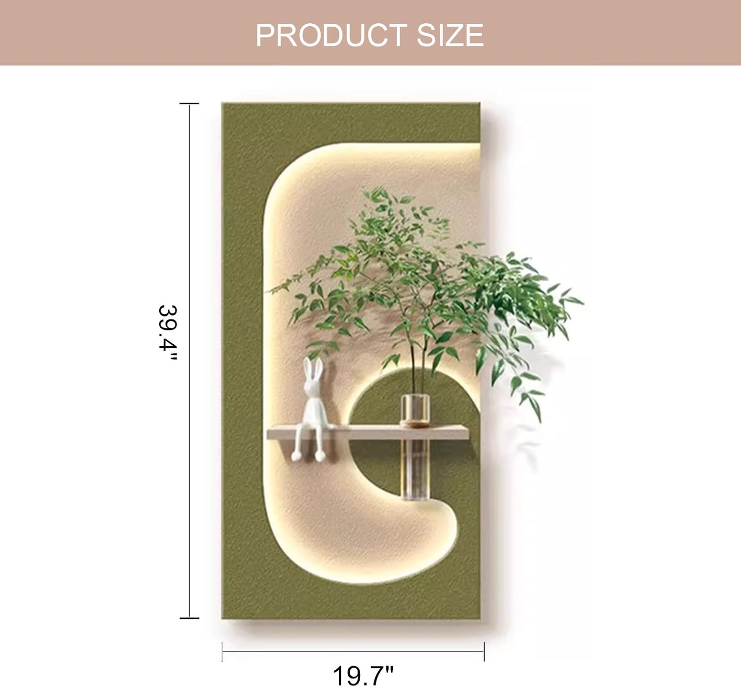 JVQONSD Sandstone Modern Wall Sculpture,3D Art Wall Decor With Led Lights,Neutral Textured Painting Decoration,Wall Hanging Art With A Vase,Plug-In Power Supply For Corridor/Home (Entrance)/Indoor