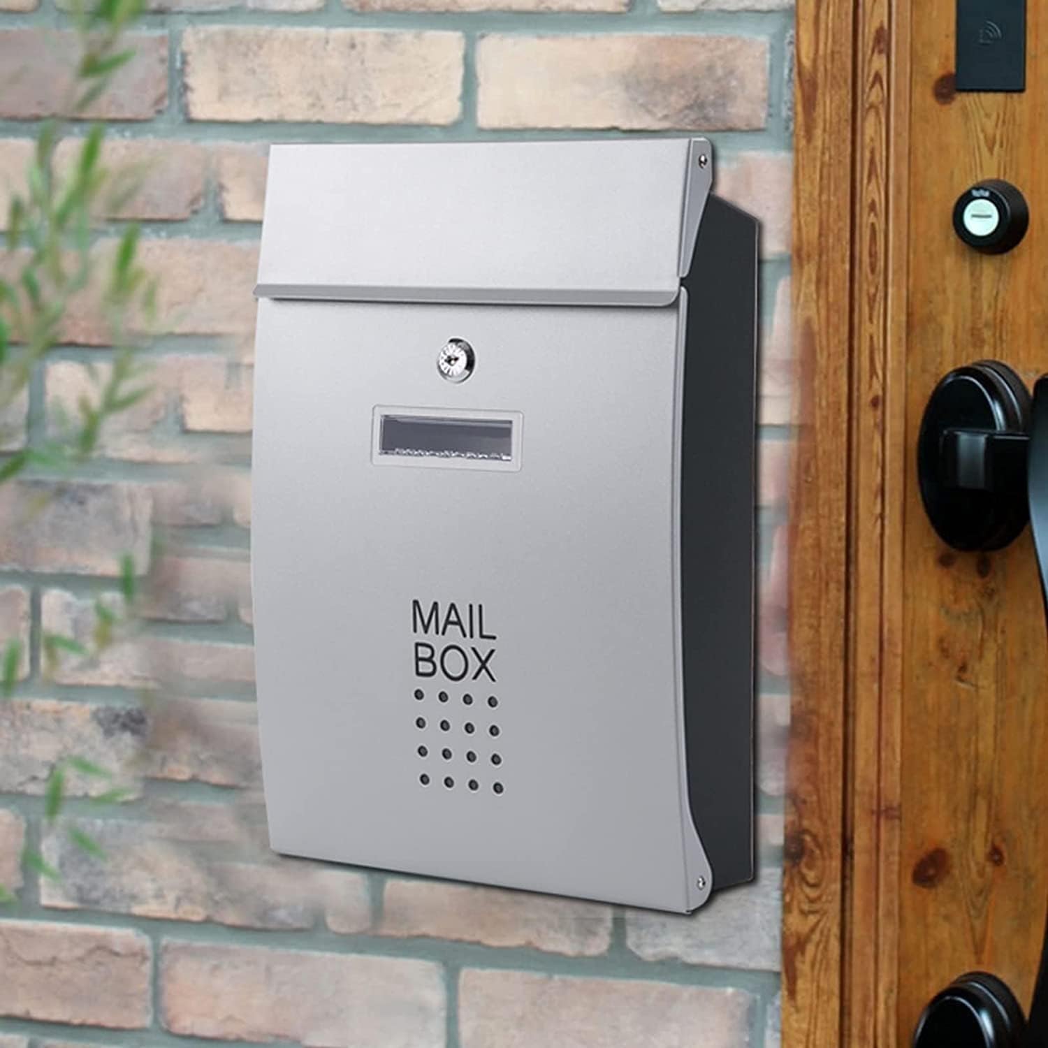 Generic Mailbox, Wall Mounted Modern Metal Mailboxes Outdoor Lockable Waterproof Post Box Community Household Rainproof Letter Box Retro Classic Secure Wall-Mount Newspaper Boxes(Silver)