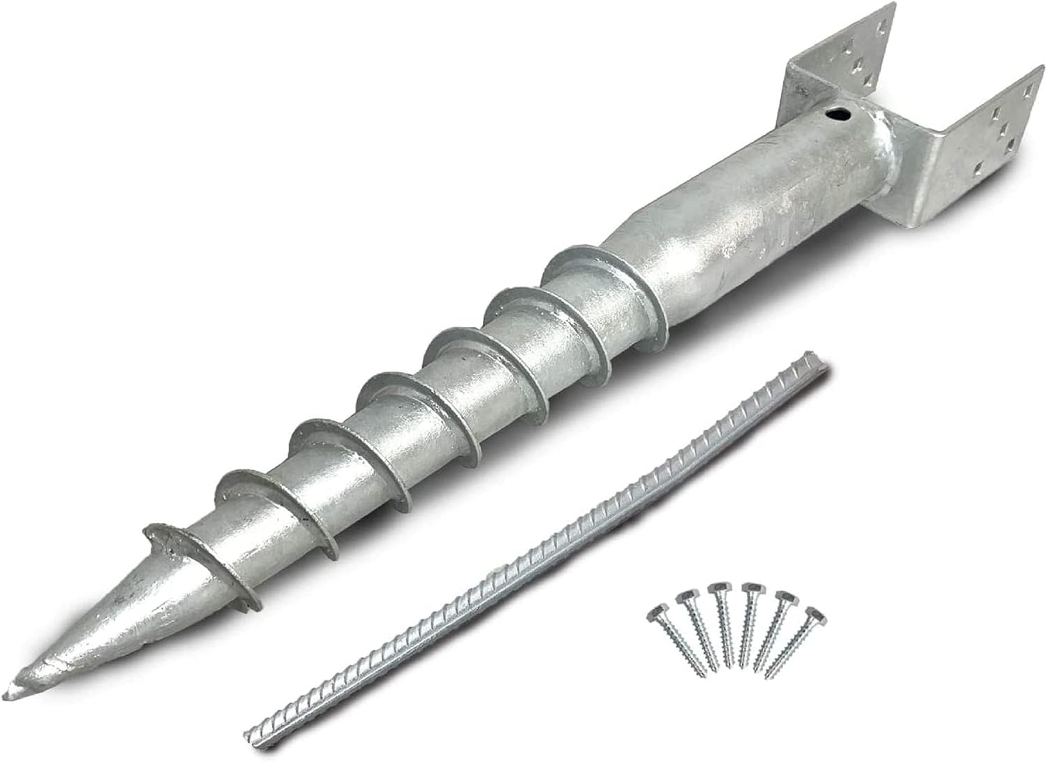Ashman Ground Screw (4 Pack), No Dig, U-Model Screw in Post Stake - 27' Inch Long, Fits Standard 4x4 (3.5' X 3.5' Inch) Great for Mailbox Posts.