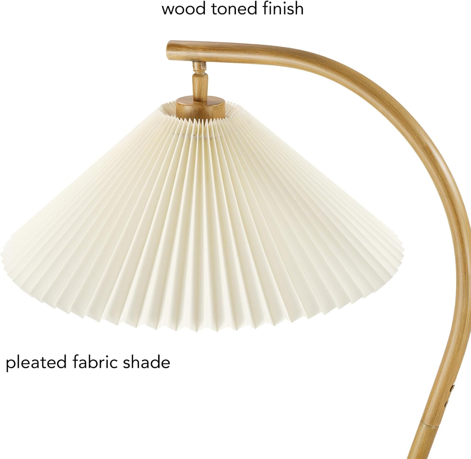 Globe Electric x Novogratz 61000043 62' Floor Lamp, Wood Toned, White Pleated Shade, Pivot Joint on Shade, On/Off Foot Switch, Black Cord, Modern Lighting for Living Room or Office