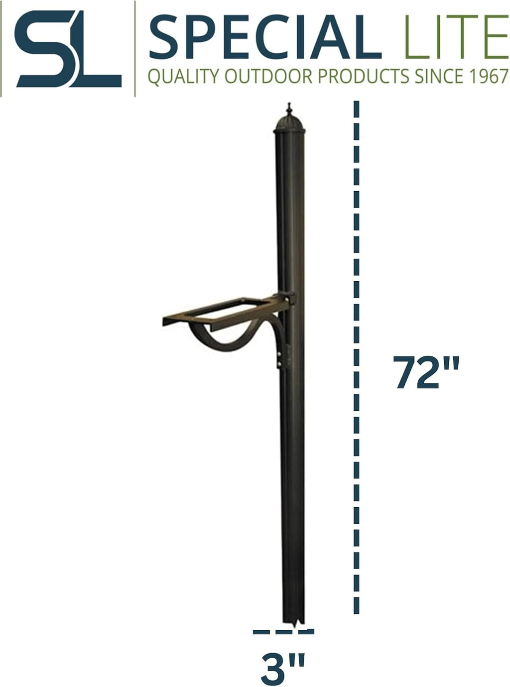Special Lite Richland Mailbox Post Mailbox Post - Black Aluminum Post for Curbside Mailbox - SPK-679-BLK