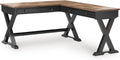Signature Design by Ashley Wildenauer Casual 3-Drawer Home Office Desk and Return with Drop-Down Keyboard Tray and Cord Management, L-Shaped Desk, Wood, Mango Wood Veneer, Light Brown & Black