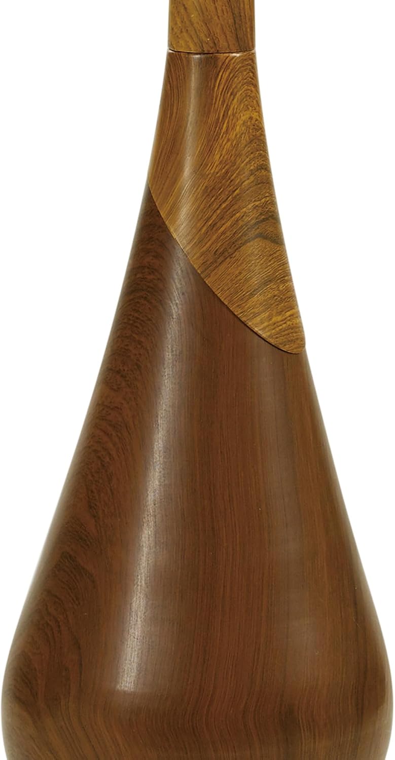Globe Electric Novogratz x Globe Harrington 65' Floor Lamp, 2-Tone Faux Wood Base, White Fabric Shade, Socket Rotary Switch 67225