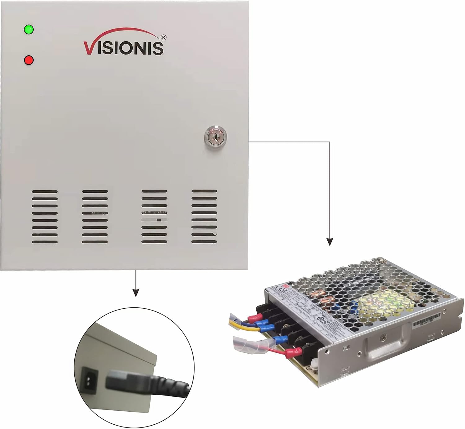 Visionis VS-AXESS-2ETL Version 2 Two Door Network Access Control System Panel Controller Board and Power Supply Cabinet for 2 Doors Security with TCP/IP Wiegand and Desktop Software 20,000 Users