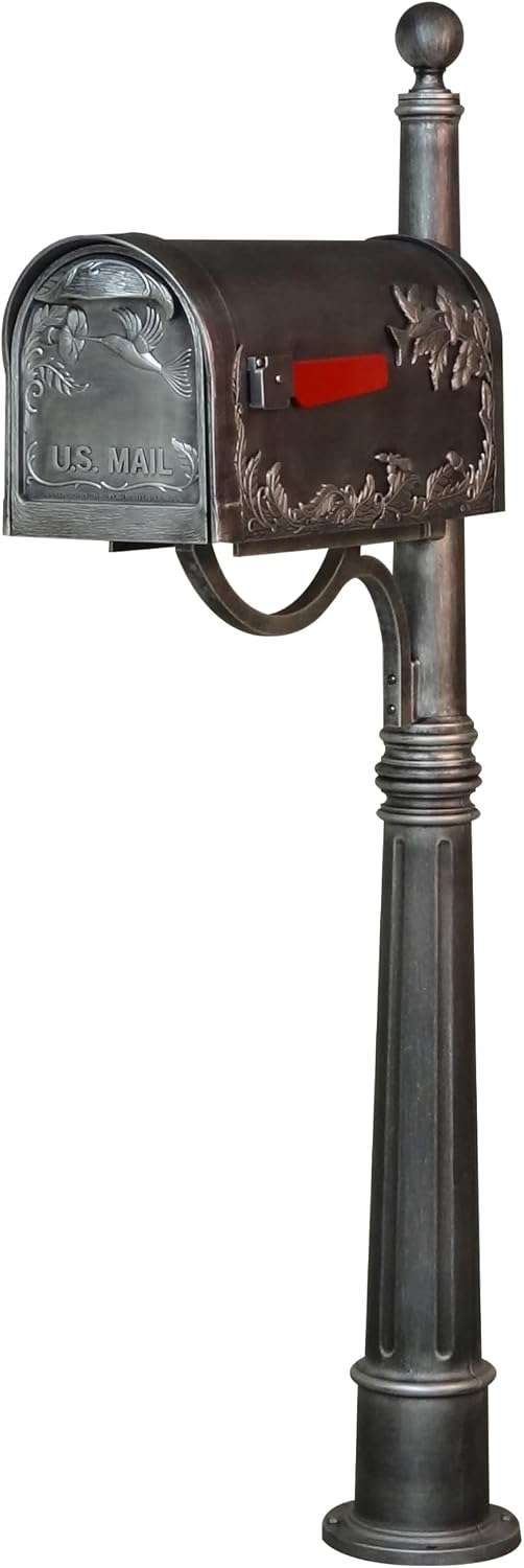 Special Lite Hummingbird Curbside Mailbox with Ashland Post - Swedish Silver Mailbox with Aluminum Post - SCB-1005_SPK600-SW