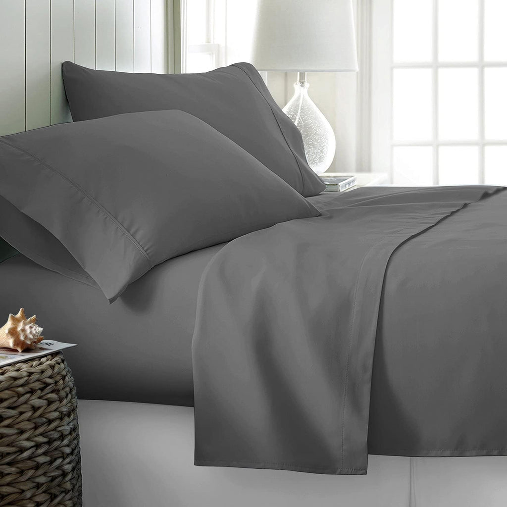 100% Egyptian Cotton California King Size Sheet Set - Luxury 1000 Series Majestic Collection Cal King Size Sheets Set, (4 PC, Dark Grey) 16' Deep Pocket, Soft Cooling, Sateen Bedding