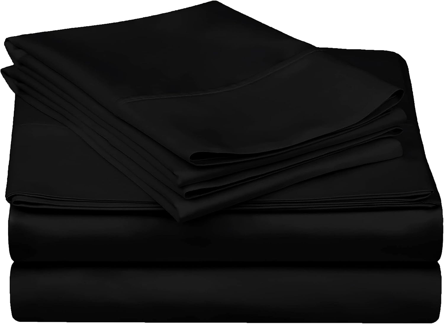 Superior 300 Thread Count Egyptian Cotton Sheet Set, 2 Fitted Sheets, Flat Sheet, 2 Pillowcases, Split King, Black