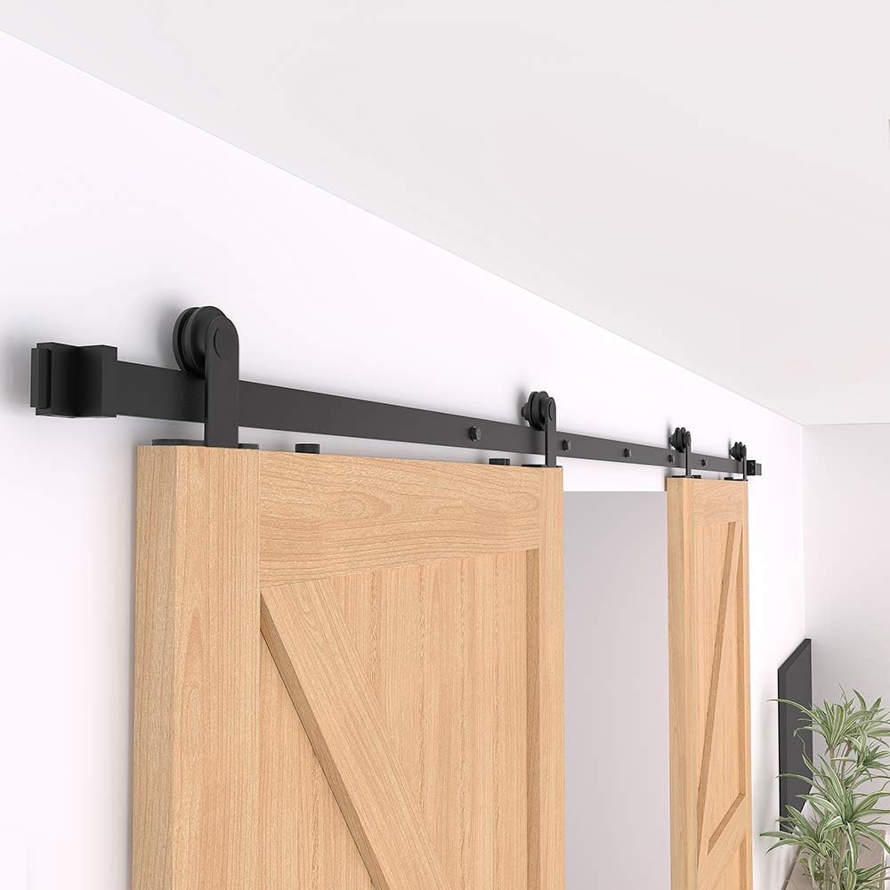 WINSOON 13FT WinSoon Antique Top Mount Double Sliding Barn Wood Door Hardware Cabinet Kit Black