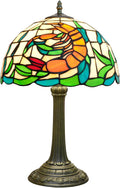 Tiffany Style Table Lamp with Orange Shrimp Stained Glass Lamp 12 Inch Retro Bronze Base Bedside Lamp Bedroom，Living Room, Bar,Cafe,Restaurant Hotel Coastal Style Decorative Ambient Light
