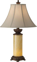 Barnes and Ivy Traditional Table Lamp with Night Light 28.5' Tall Dark Bronze Cream Onyx Stone Column Off White Bell Shade Decor for Living Room Bedroom House Bedside Nightstand Home Office