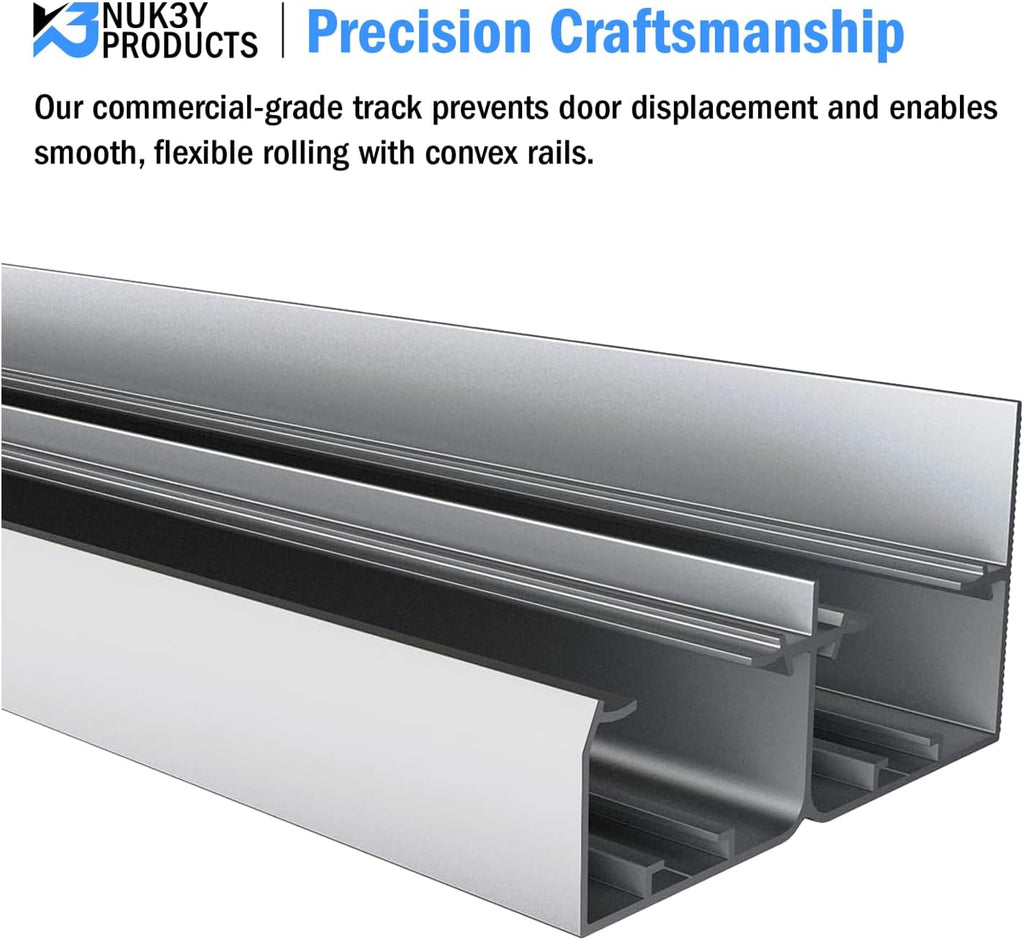 Nuk3y Bypass Sliding Door Hardware Soft Close with Finger Pulls (60'' Track, Aluminum)