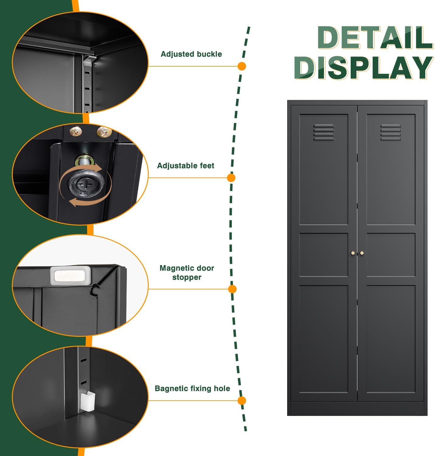 Letaya Black Storage Cabinet with Adjustable Shelves-Metal Home Kitchen Pantry Cabinets with Doors,Organization Locker for Cupboard/Bedroom/Dining/Living/Bathroom/Office/Garage Room